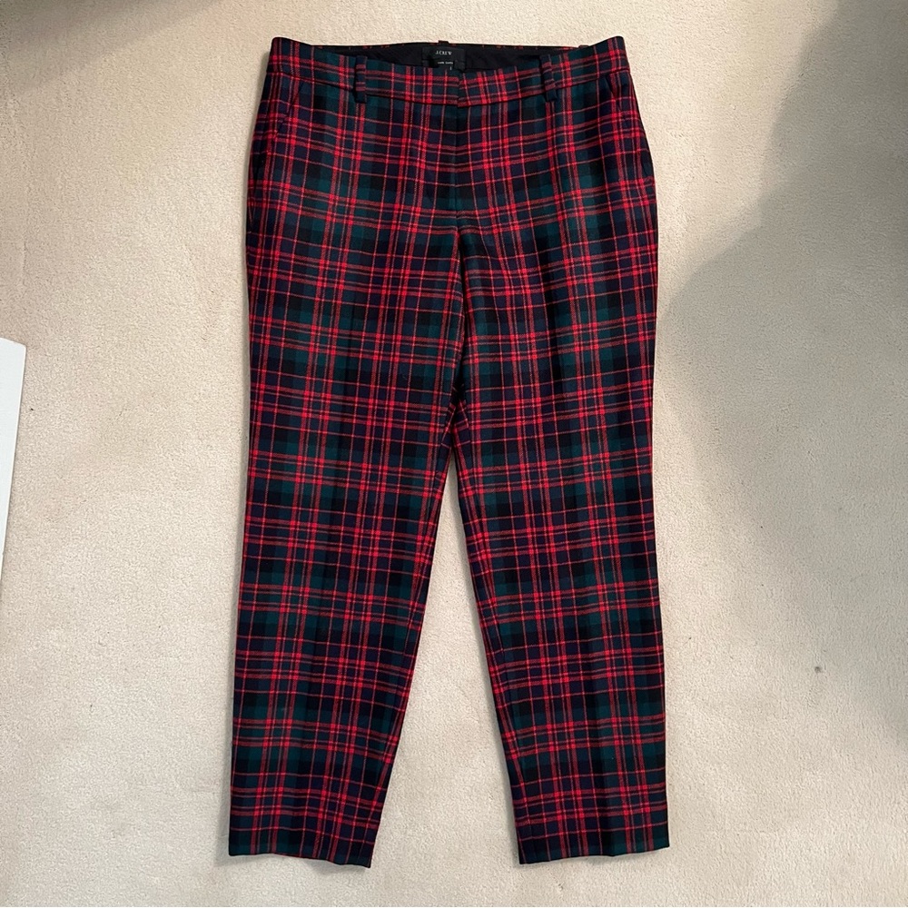 J Crew wool cafe Capri holiday plaid pants size 4
